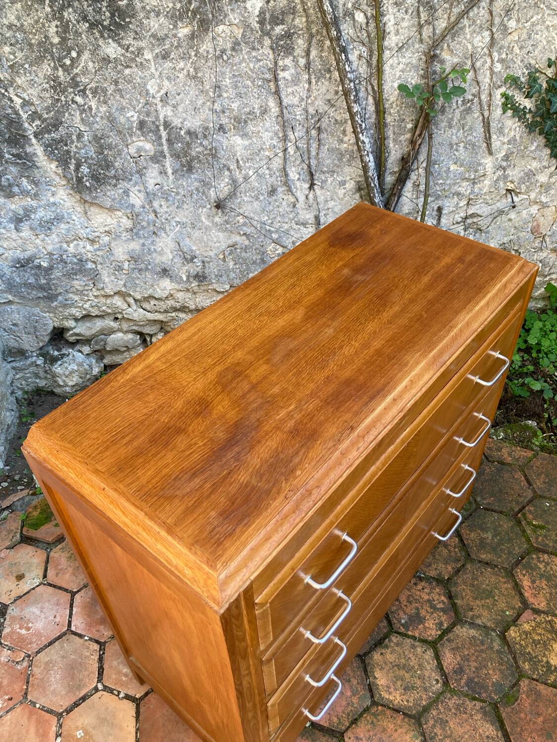 Vintage chest of drawers with compass feet