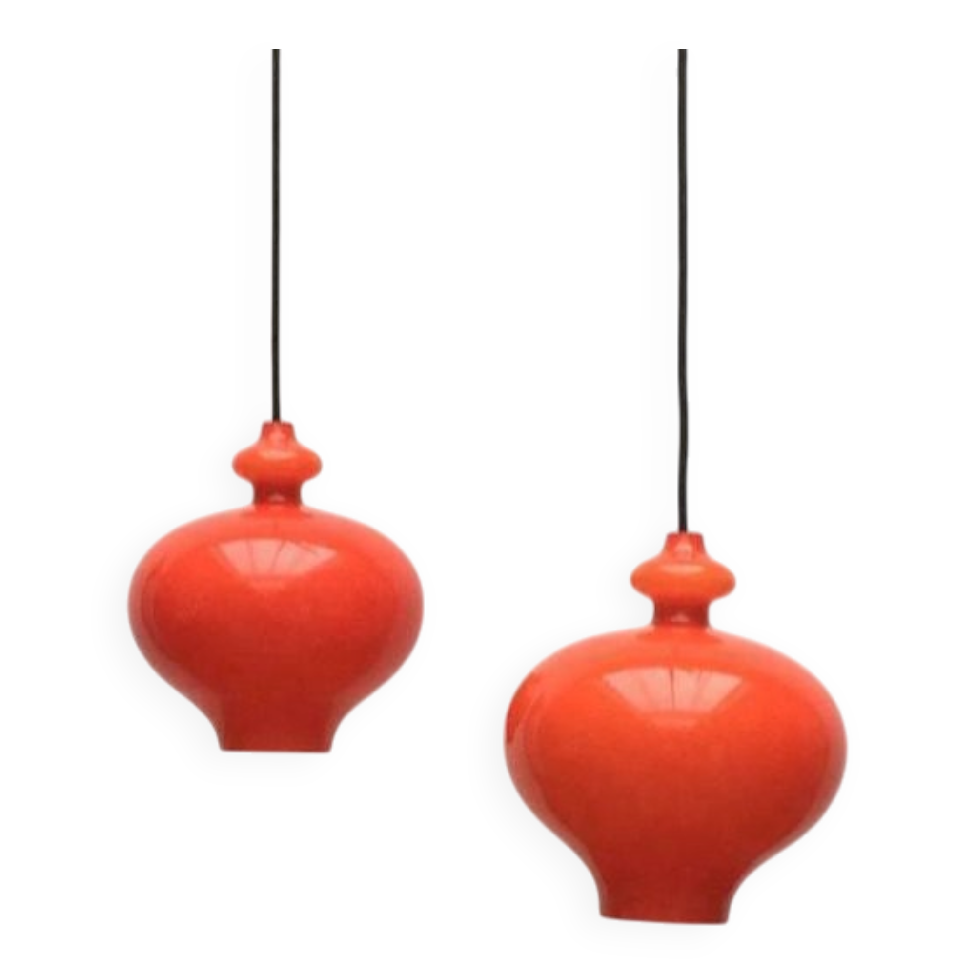 Mid-century Swedish space-age glass pendant lamp by Hans-Agne Jakobsson for Staff and Holmegaard, 1960s.