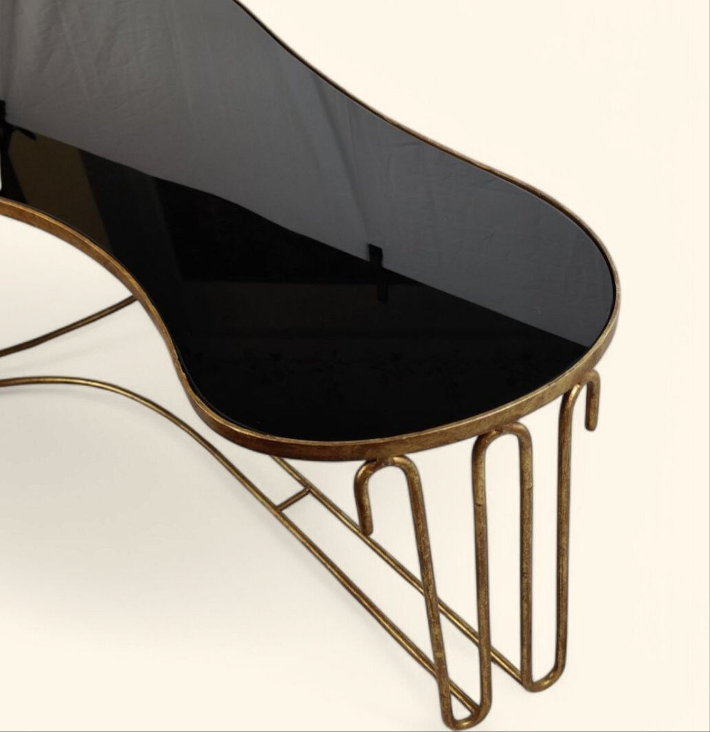 Table Rognon en Métal Doré DLG de Jean Royère