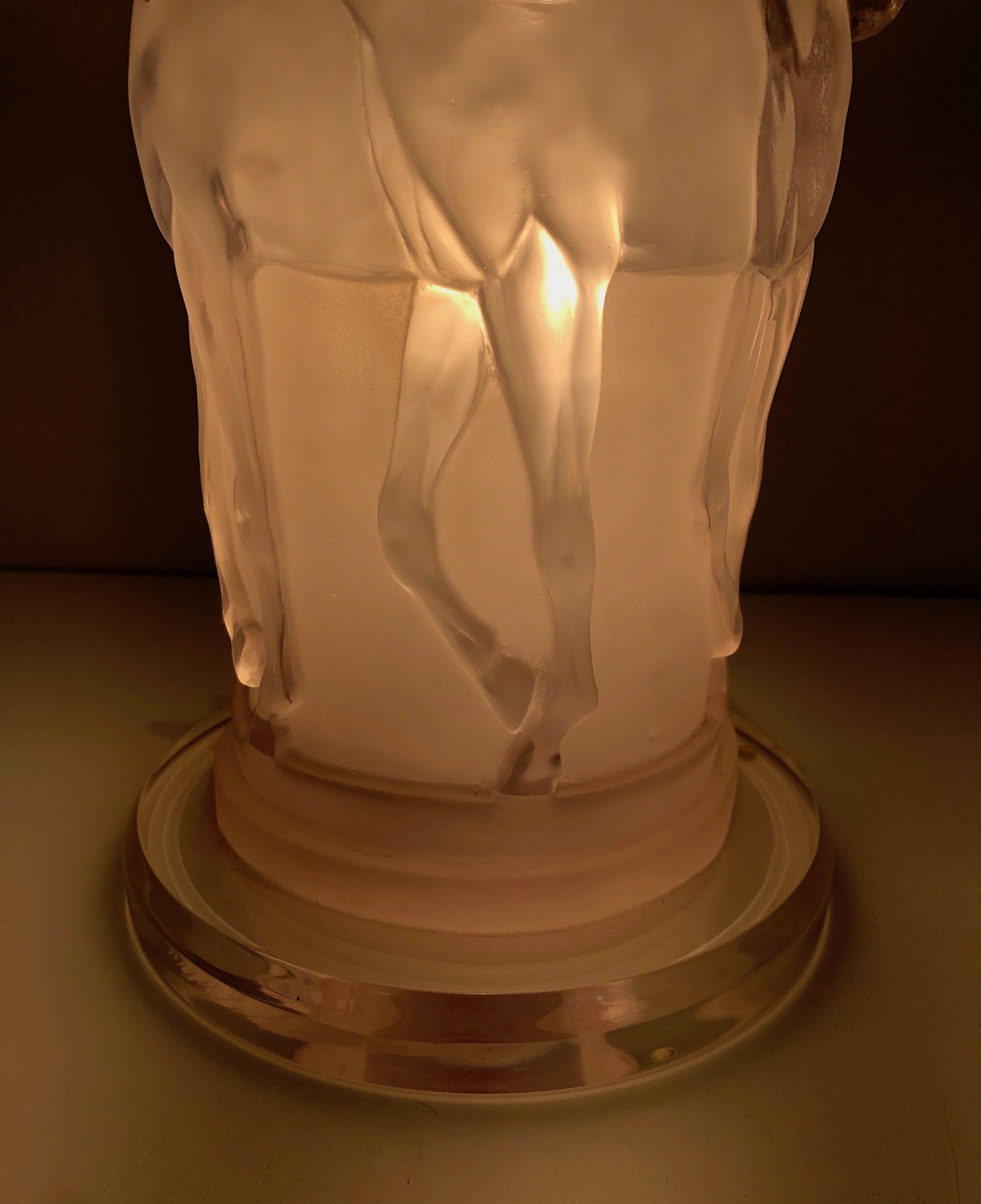 Plexiglass horse lamp in the style of Lalique.