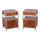 Restored Bauhaus Pair of Bed-Side Tables, Hynek Gottwald, Chrome, Czechia, 1930s