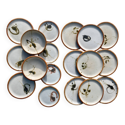 Service madeleine Brault poterie la colombe années 60