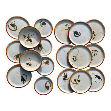 Service madeleine Brault poterie la colombe années 60