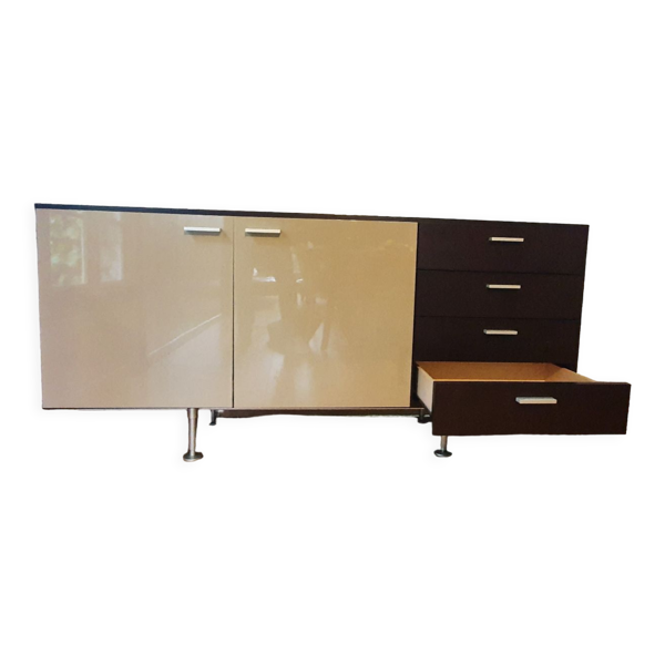 Buffet Cinna en laque et bois brun