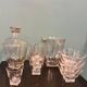 Vintage glass table service, square base and gold trim – Years