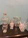 Vintage glass table service, square base and gold trim – Years