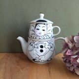 Teapot set and vintage pierrot cup