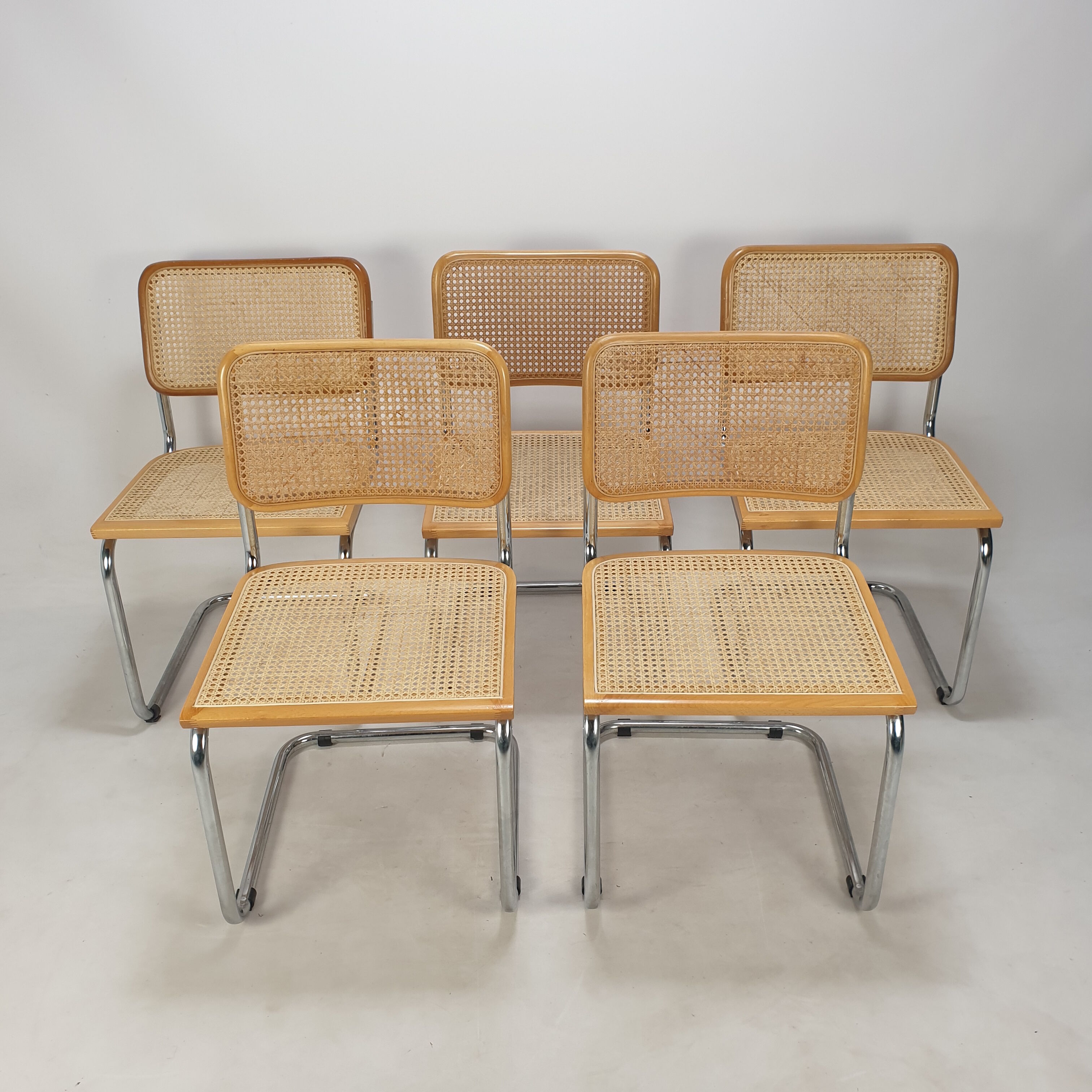 Set of 5 vintage Cesca chairs by Marcel Breuer