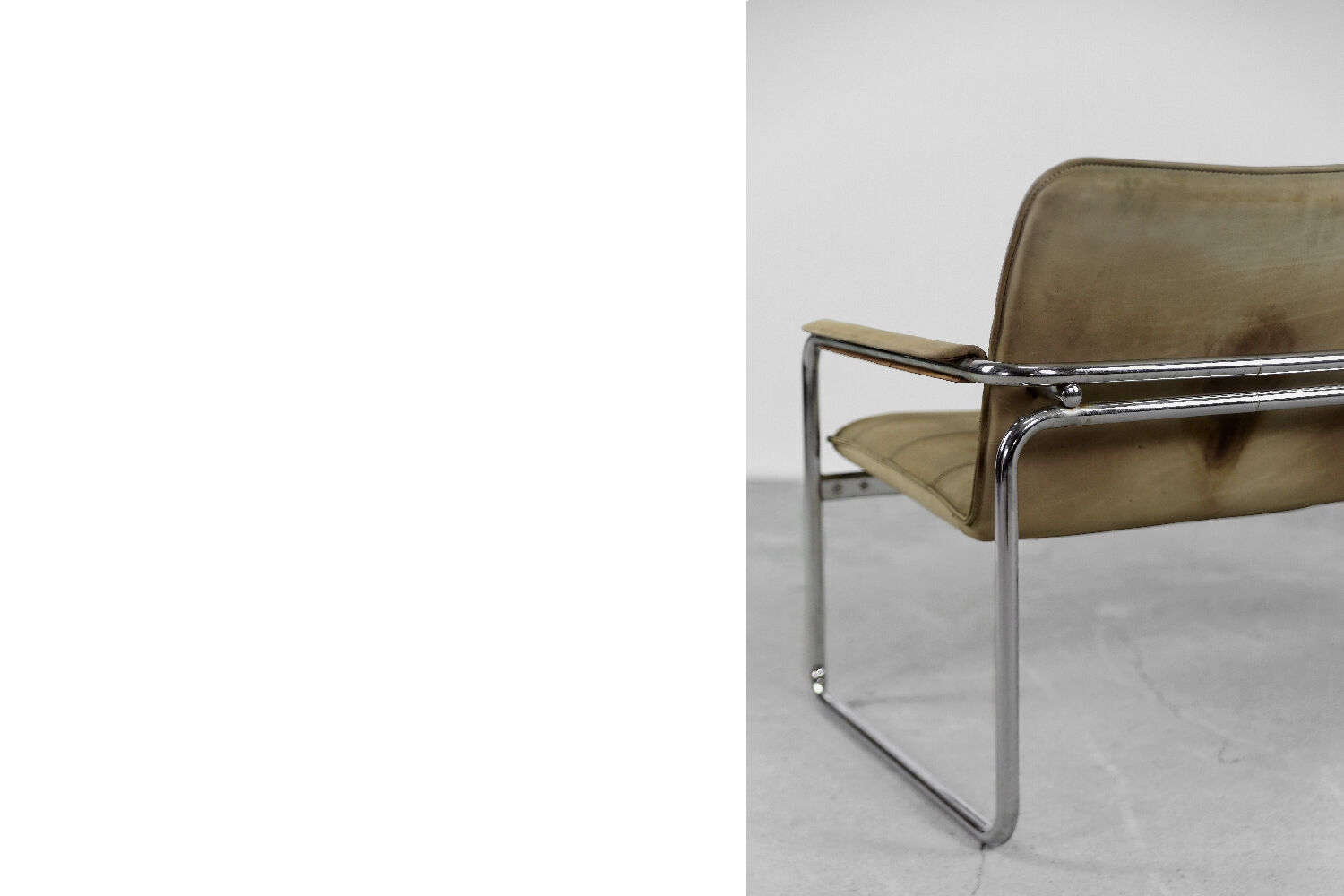 Canapé vintage 2 places en cuir tubulaire en acier, années 1960