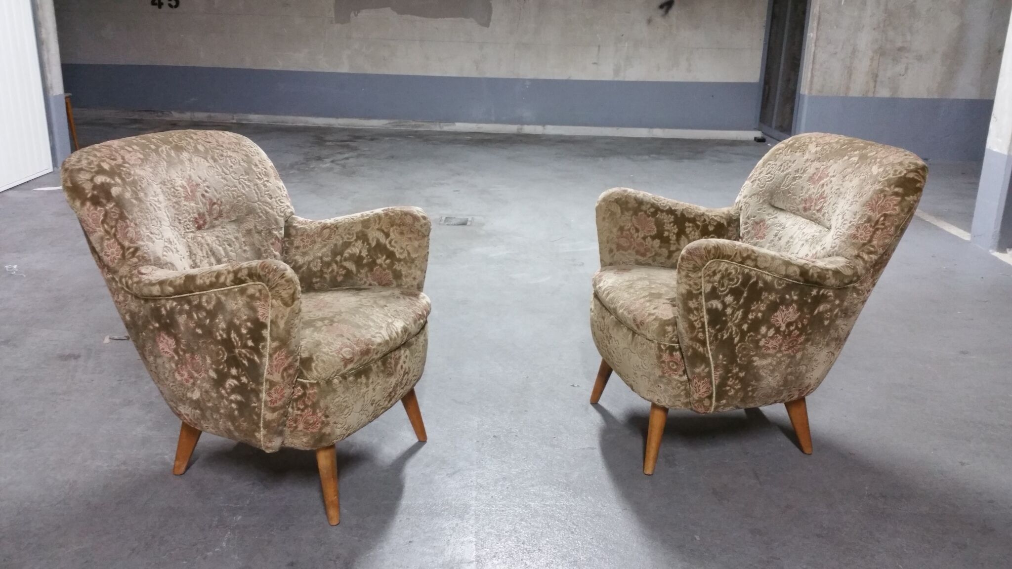 Pair of armchairs flower 50s