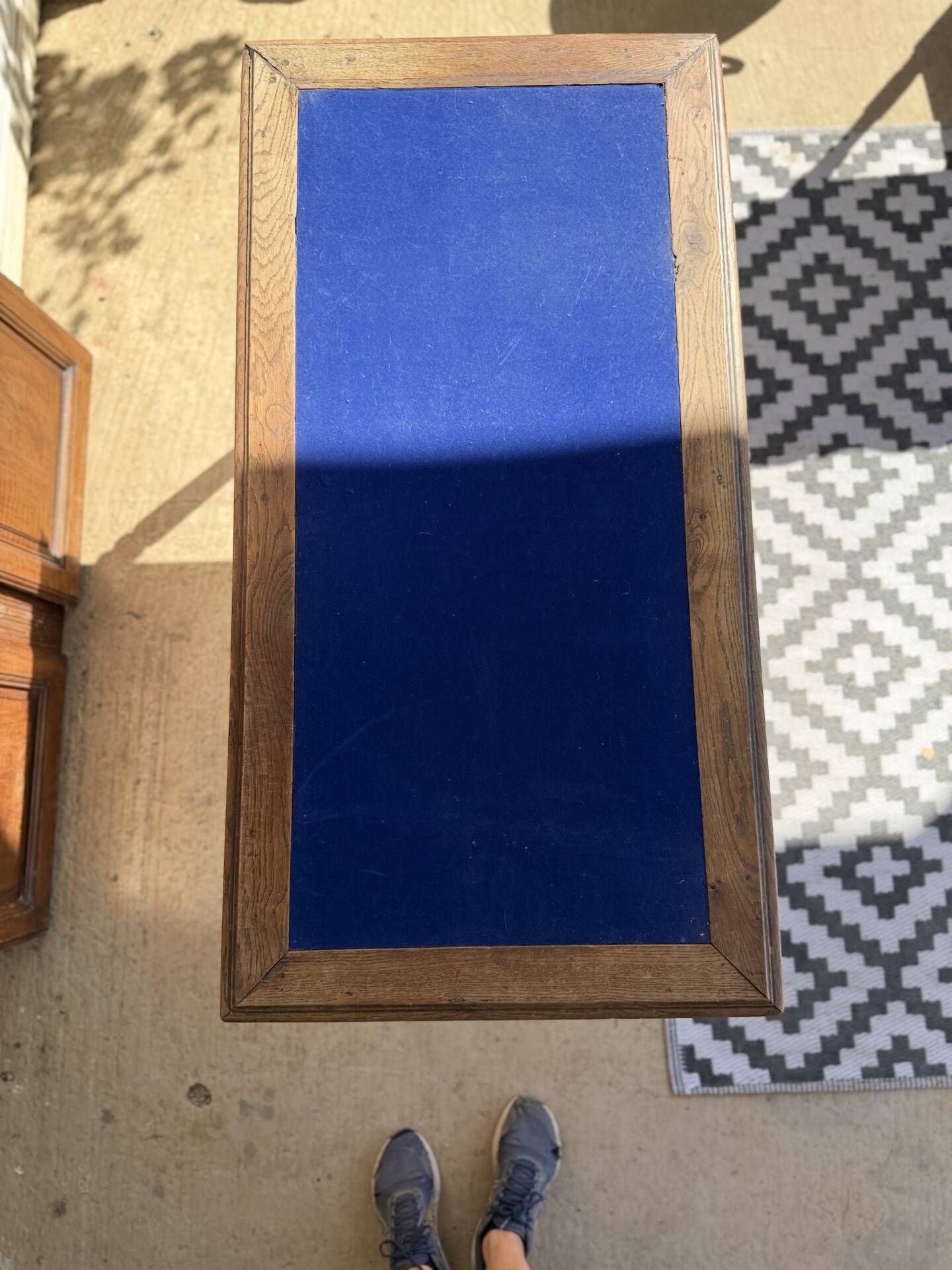 Antique Louis XVI style desk - blue felt top