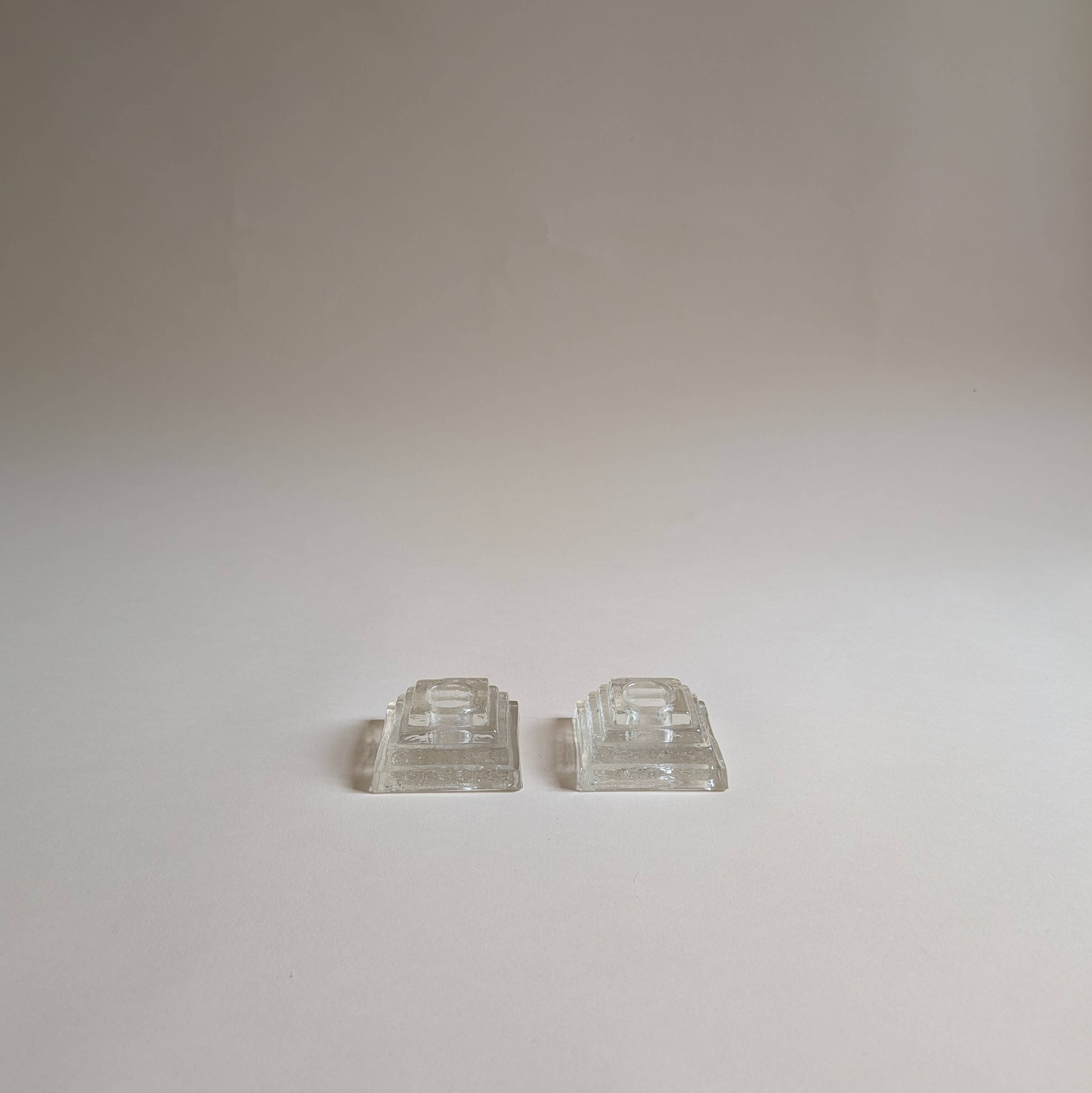 Pair of glass candlesticks