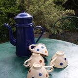 Set of 4 small polka dot cups in Castres earthenware