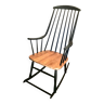 Rocking chair vintage en hêtre teinté noir