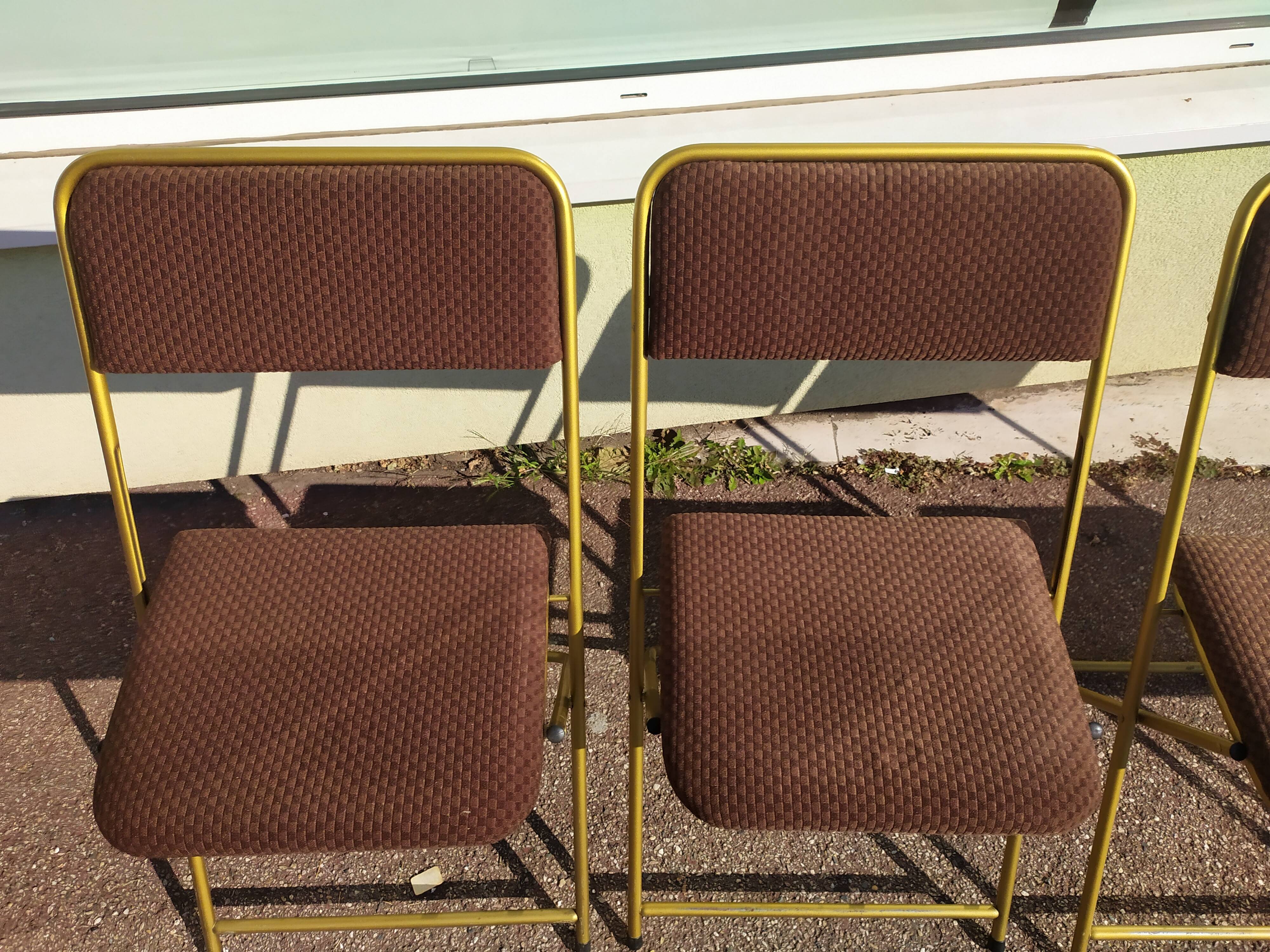 Lot de 4 chaise lafuma pliante damier marron doré