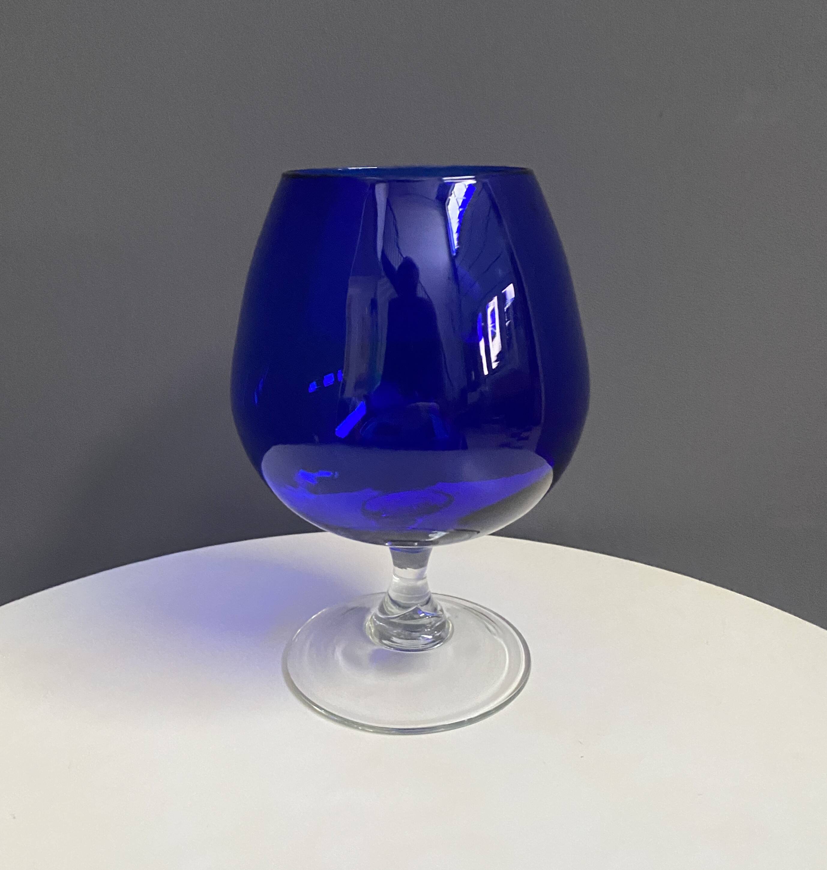 Empoli dark blue large glass shape vase 1960s