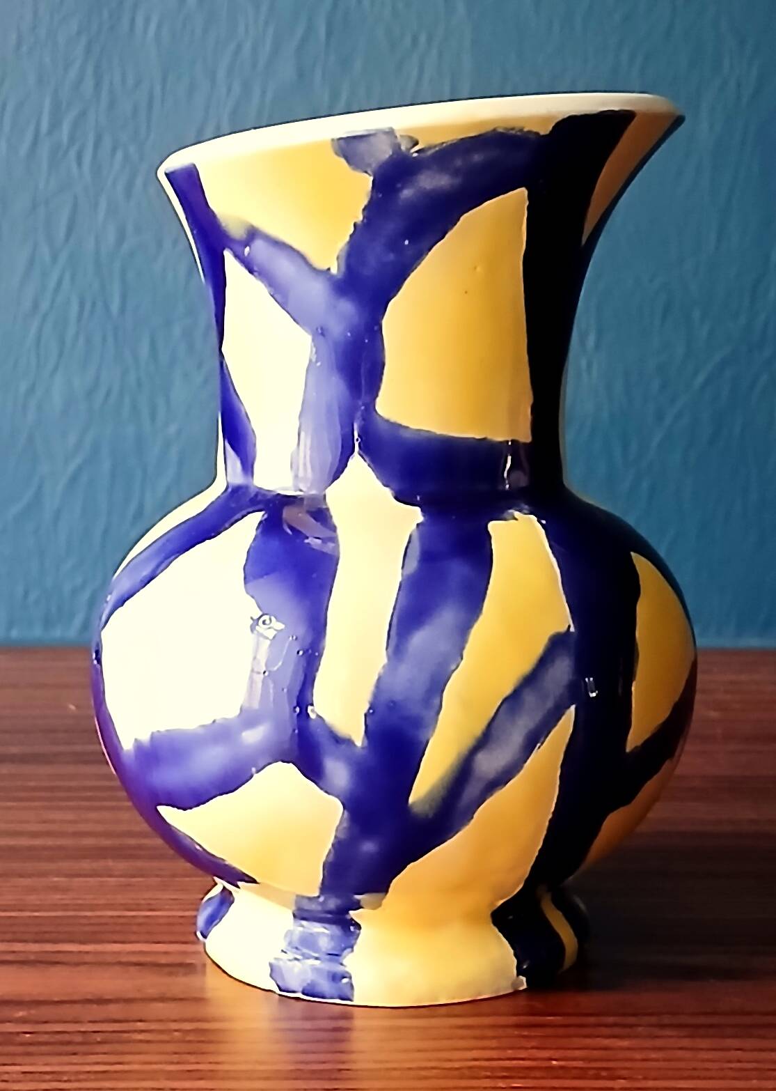 Free-form handmade vase in Art Deco style and period.