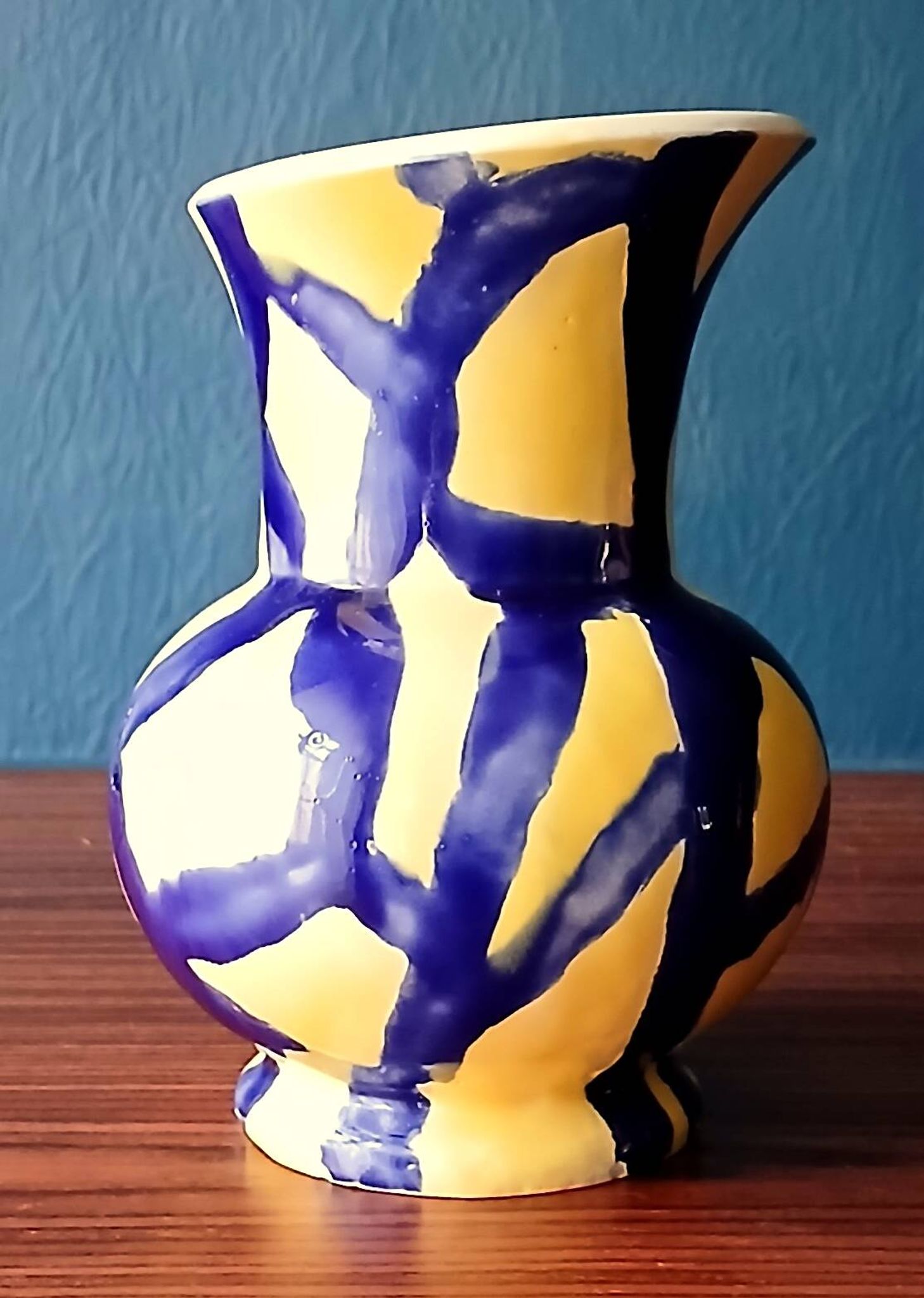 Free-form handmade vase in Art Deco style and period.