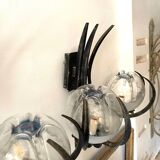 Brutalist pair of Mazzega glass sconces, Italy 1960