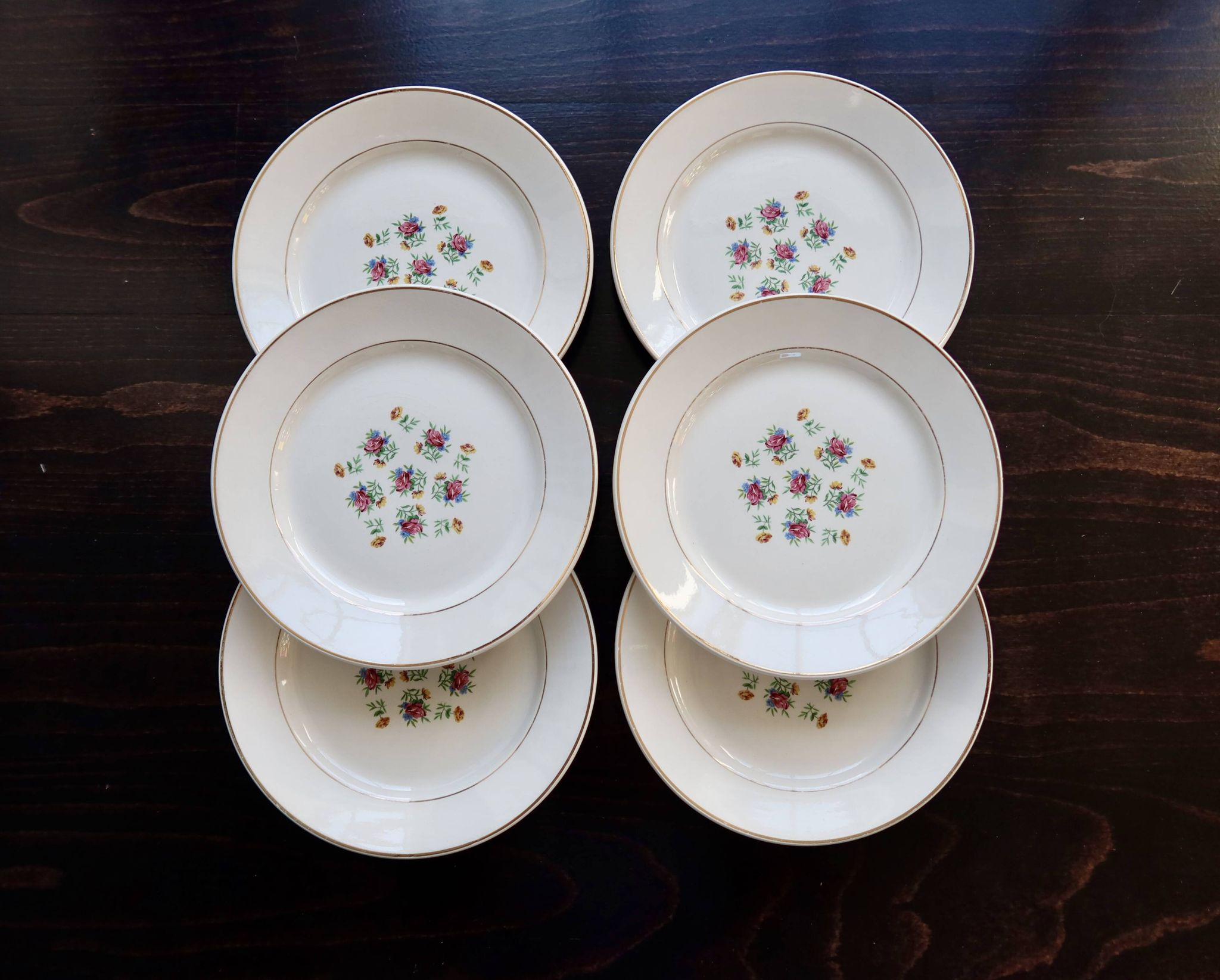 6 assiettes à dessert vintage faïence Lunéville – Modèle Christine