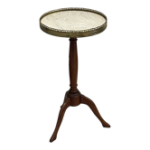 Brass gallery pedestal table, side table legs tripod shoe shape