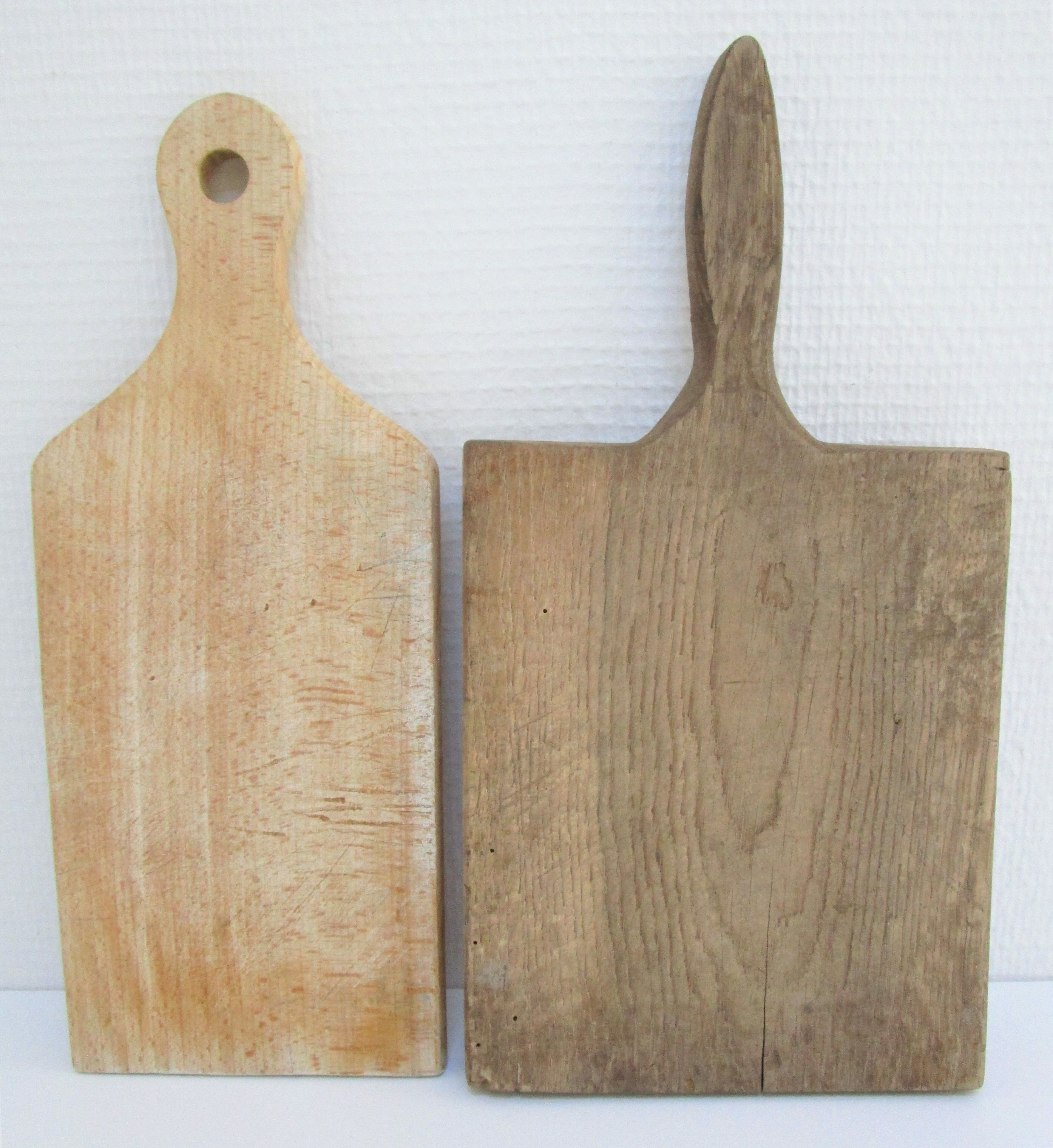 Two vintage solid wood cutting boards