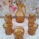 Vintage Italian orangeade or lemonade service 8 pieces 7 people textured amber glass