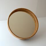 Mirror round support 1970 vintage Velvet 42cm
