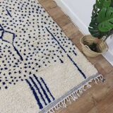 Vintage Azilal rug 310x246 cm - Blue geometric patterns
