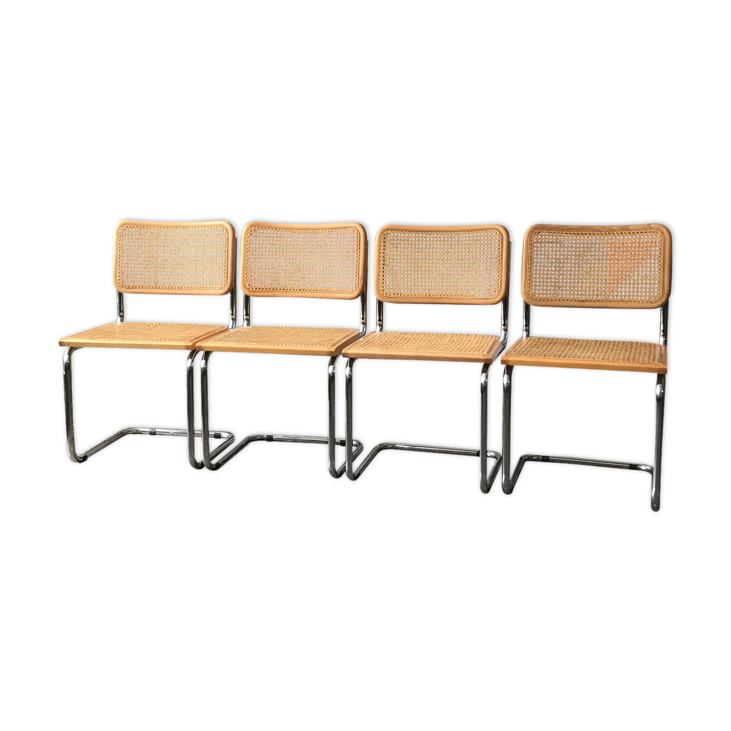Lot de 4 chaises Cesca B32 Marcel Breuer Édition italienne