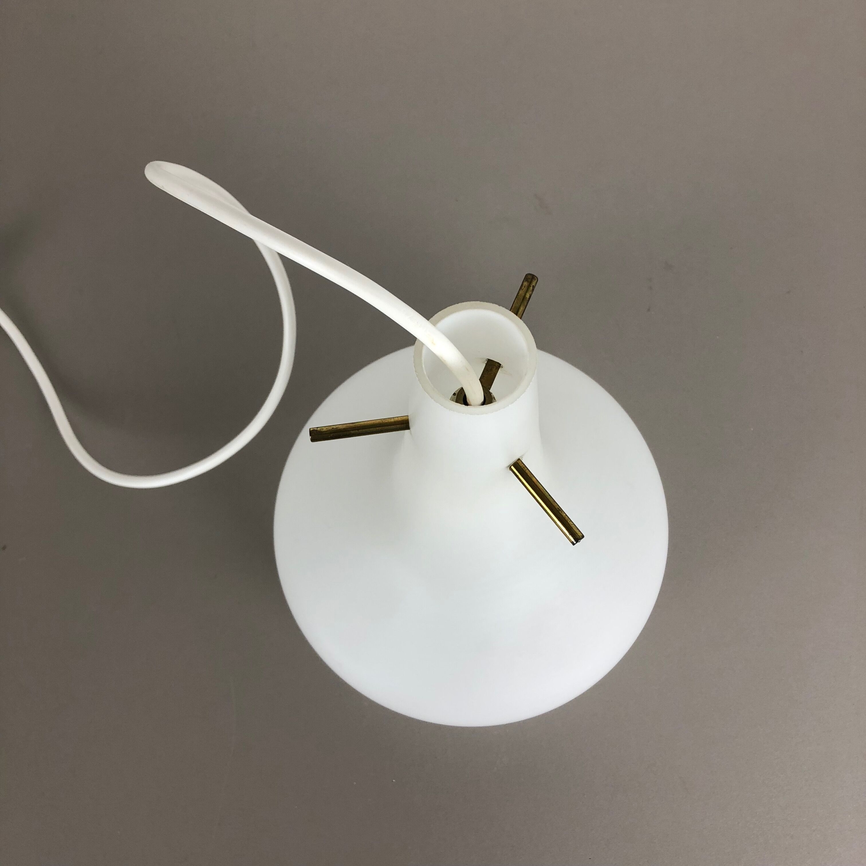 Original midcentury opal glass tube hanging light, italy, 1950