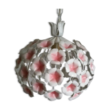 Vintage flowers painted sheet metal hanging lamp