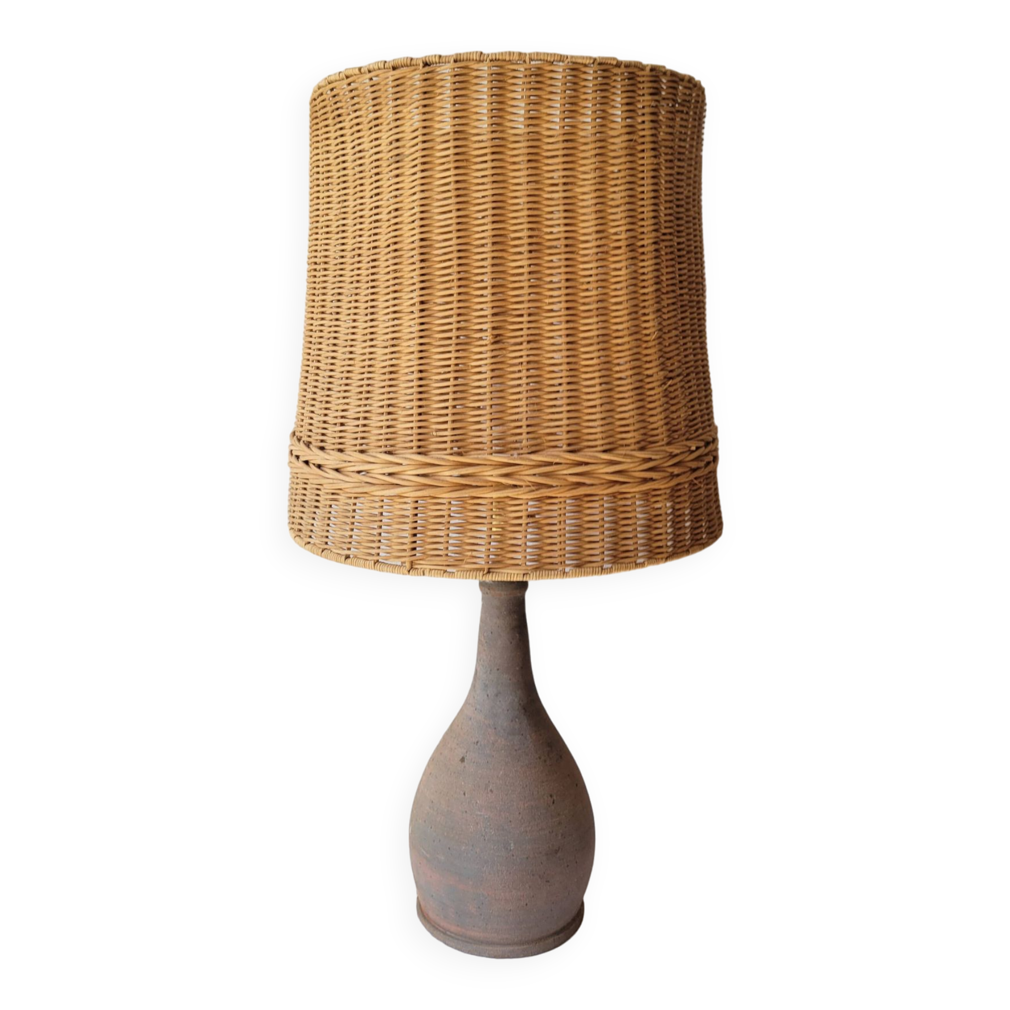 Ceramic and rattan lamp
