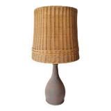Ceramic and rattan lamp