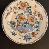 11 flat plates Rooster with Peonies, Gien earthenware