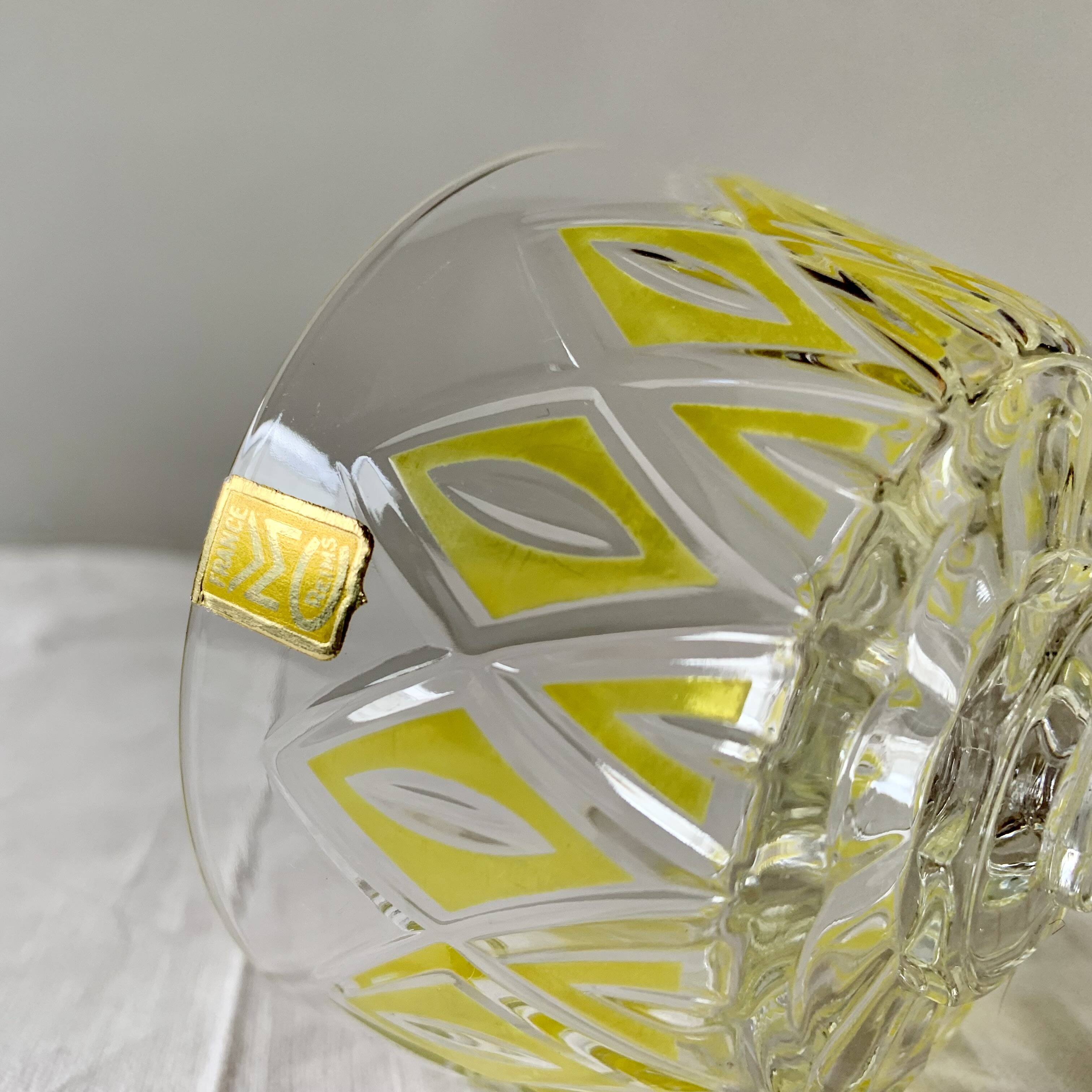 Set of 12 glasses - VMC Reims Arlequin champagne glasses - yellow decor