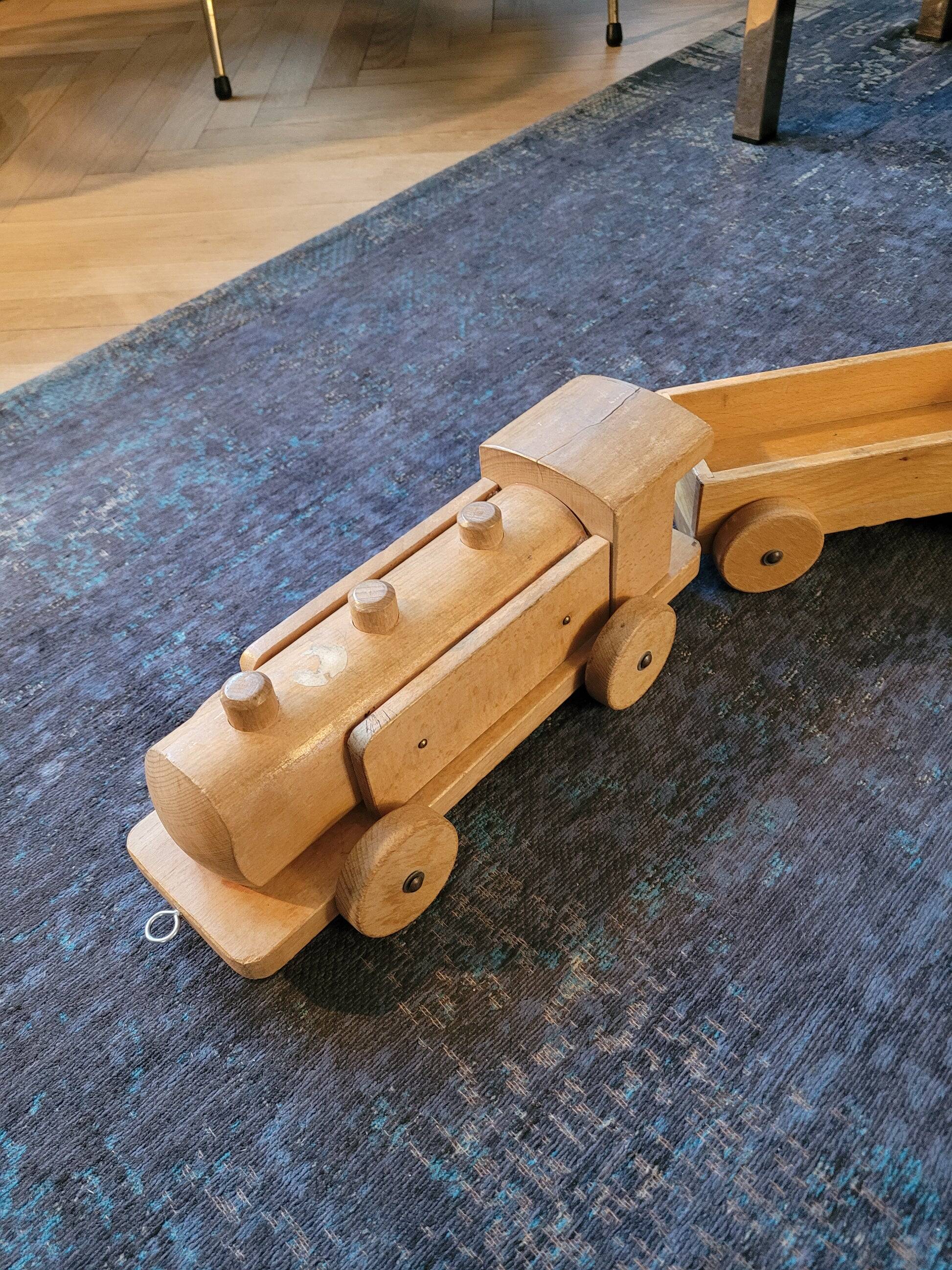 Old wooden train - beech toy