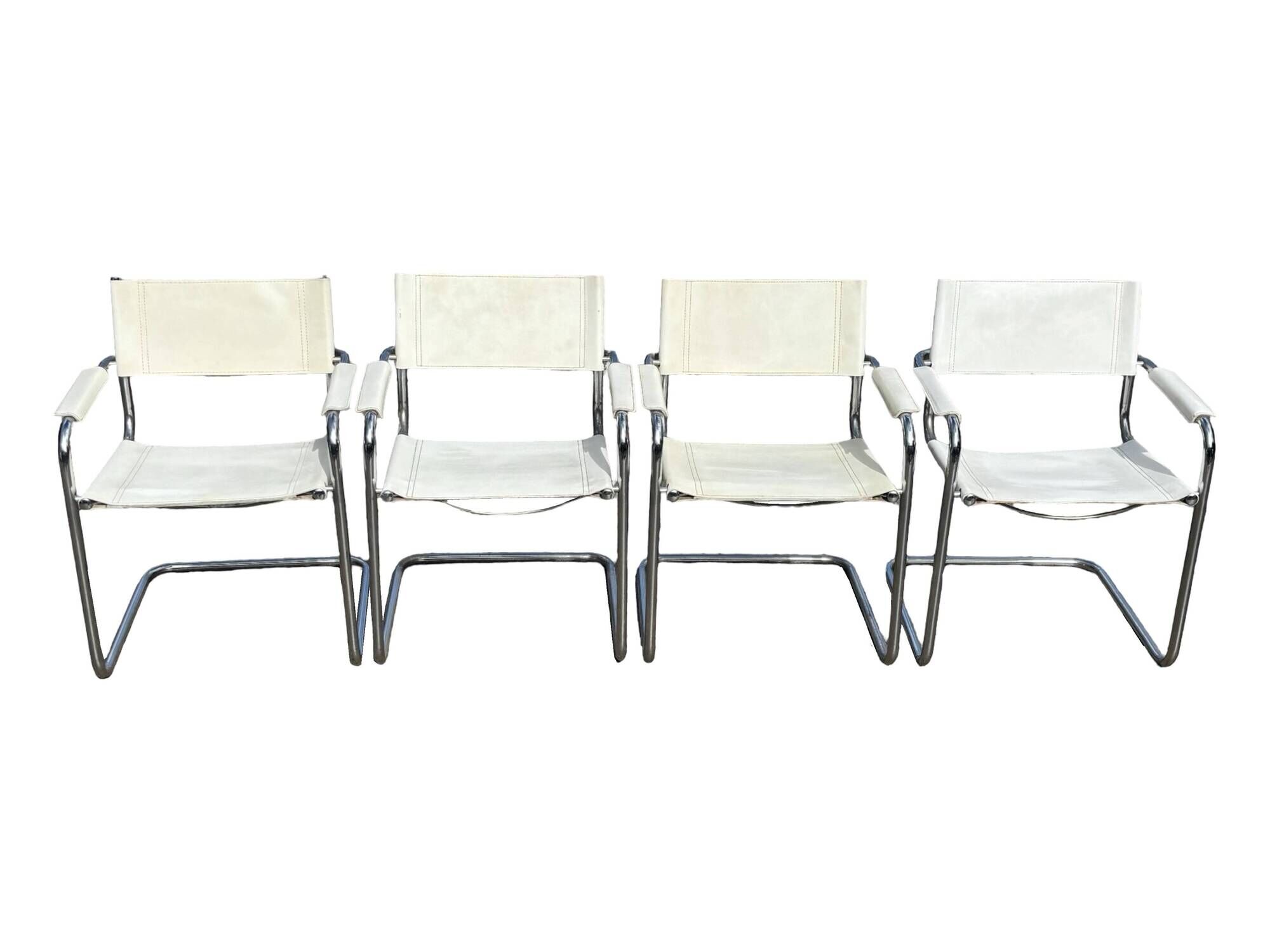 Set of 4 dining chairs in white, S34 Mart Stam/Marcel Breuer style Italy