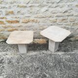 Nesting coffee tables in natural travertine