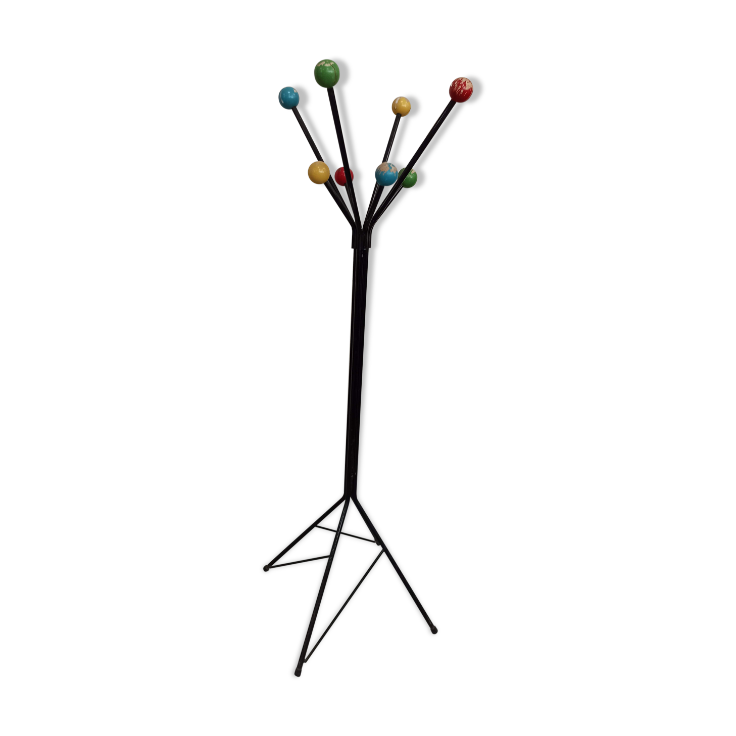 Coat rack parrot locker multicolored balls circa 50