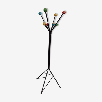 Coat rack parrot locker multicolored balls circa 50