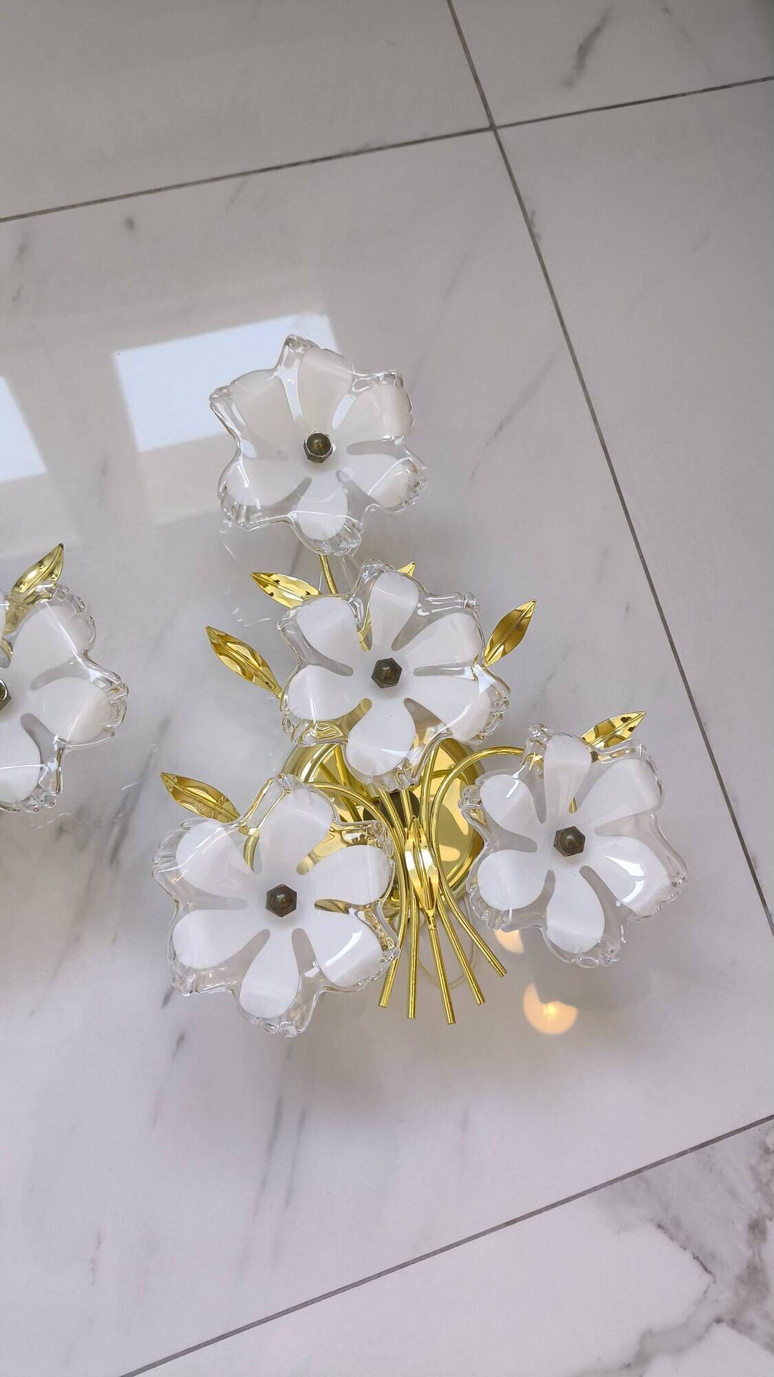 pair of floral wall lights from the 60s-70s