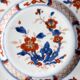 Compagnie des Indes porcelain flat plate with hand-painted Imari decoration, 18th century, no. 2