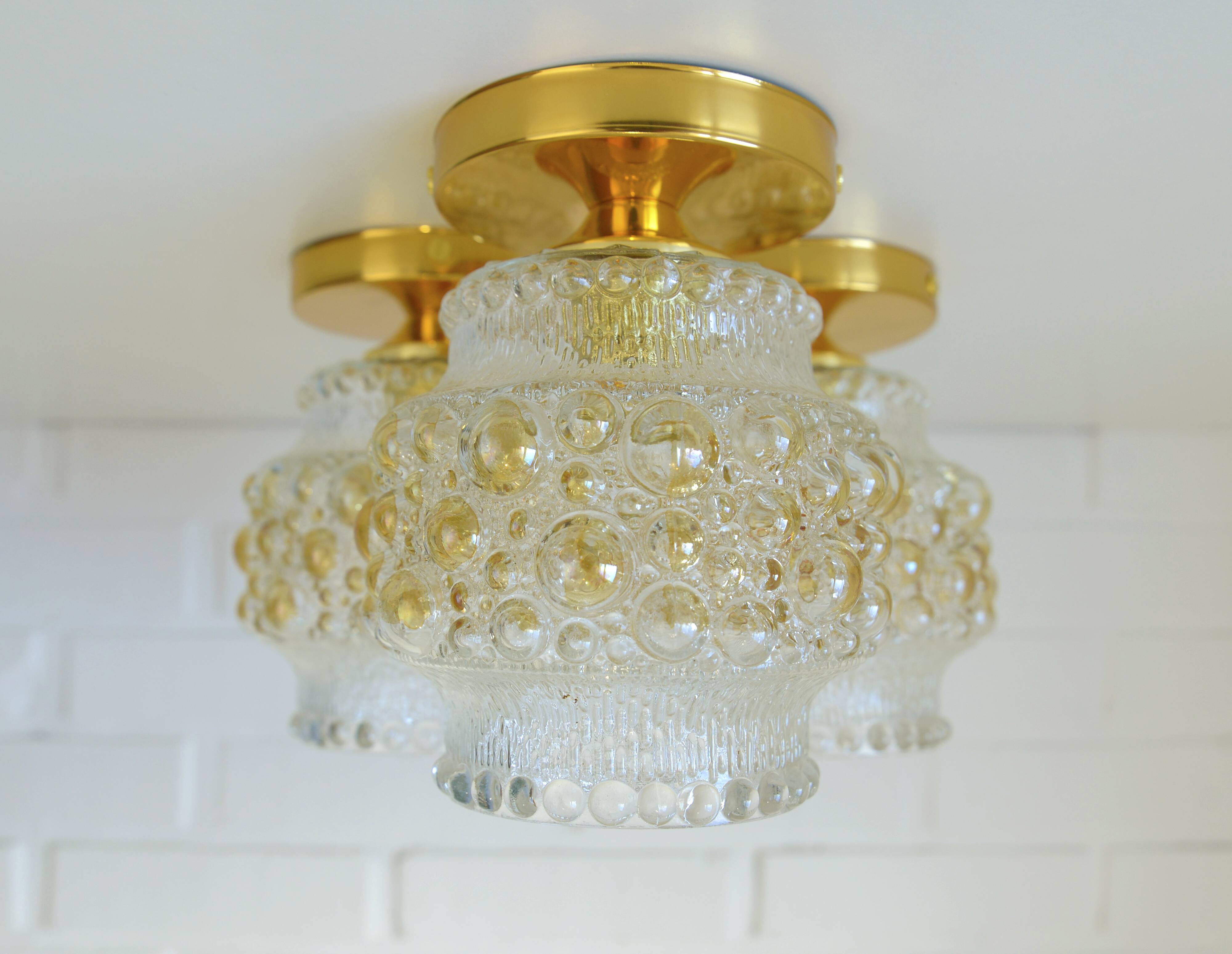 1/3 appliques murales en verre soufflé à la main / éclairage de plafond doré repensé