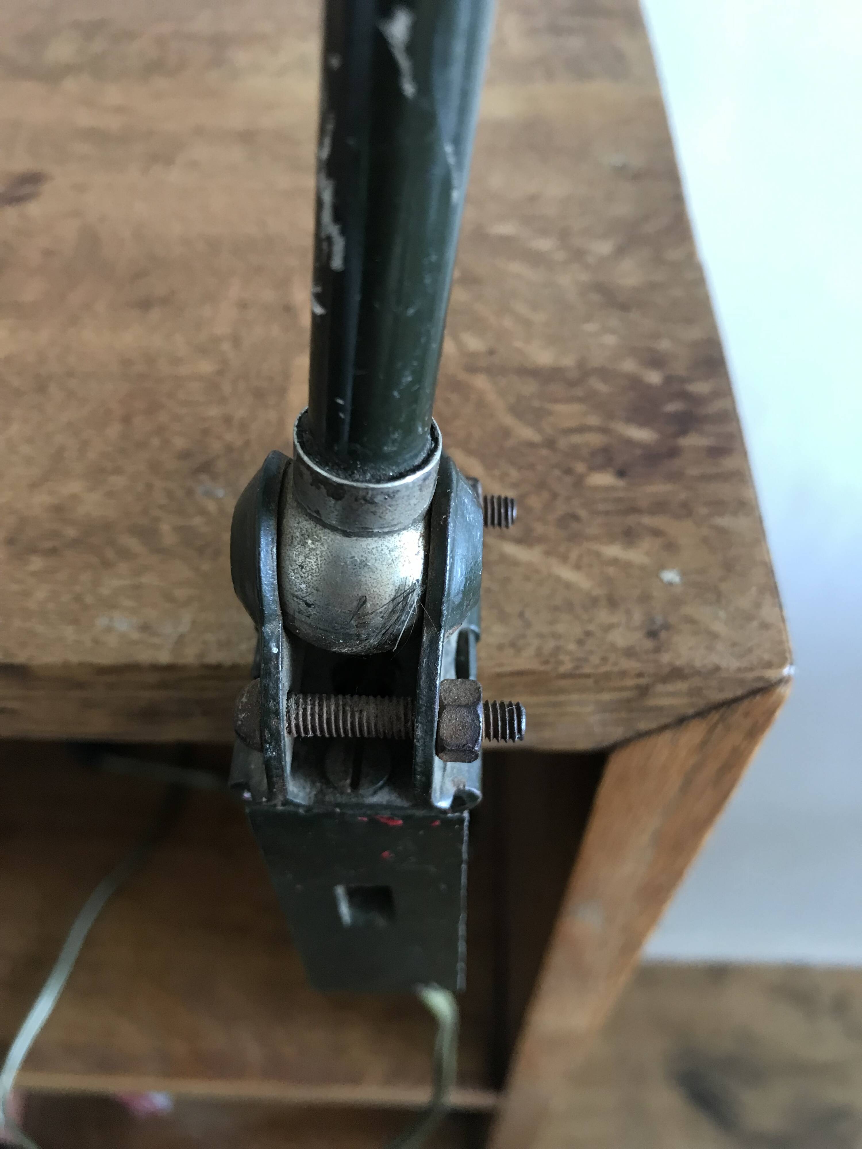 1950s English green workshop lamp