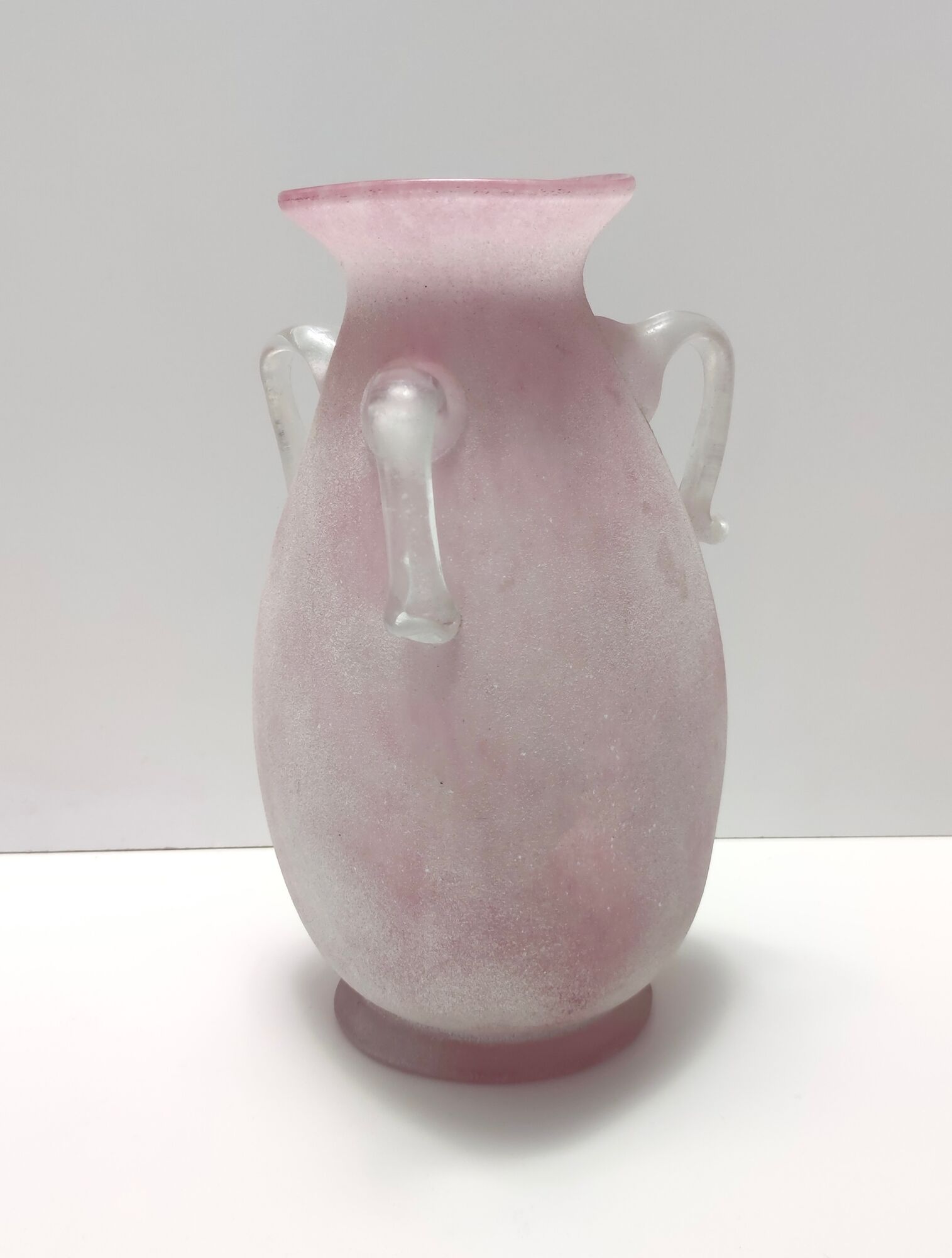 Postmodern pink scavo glass vase