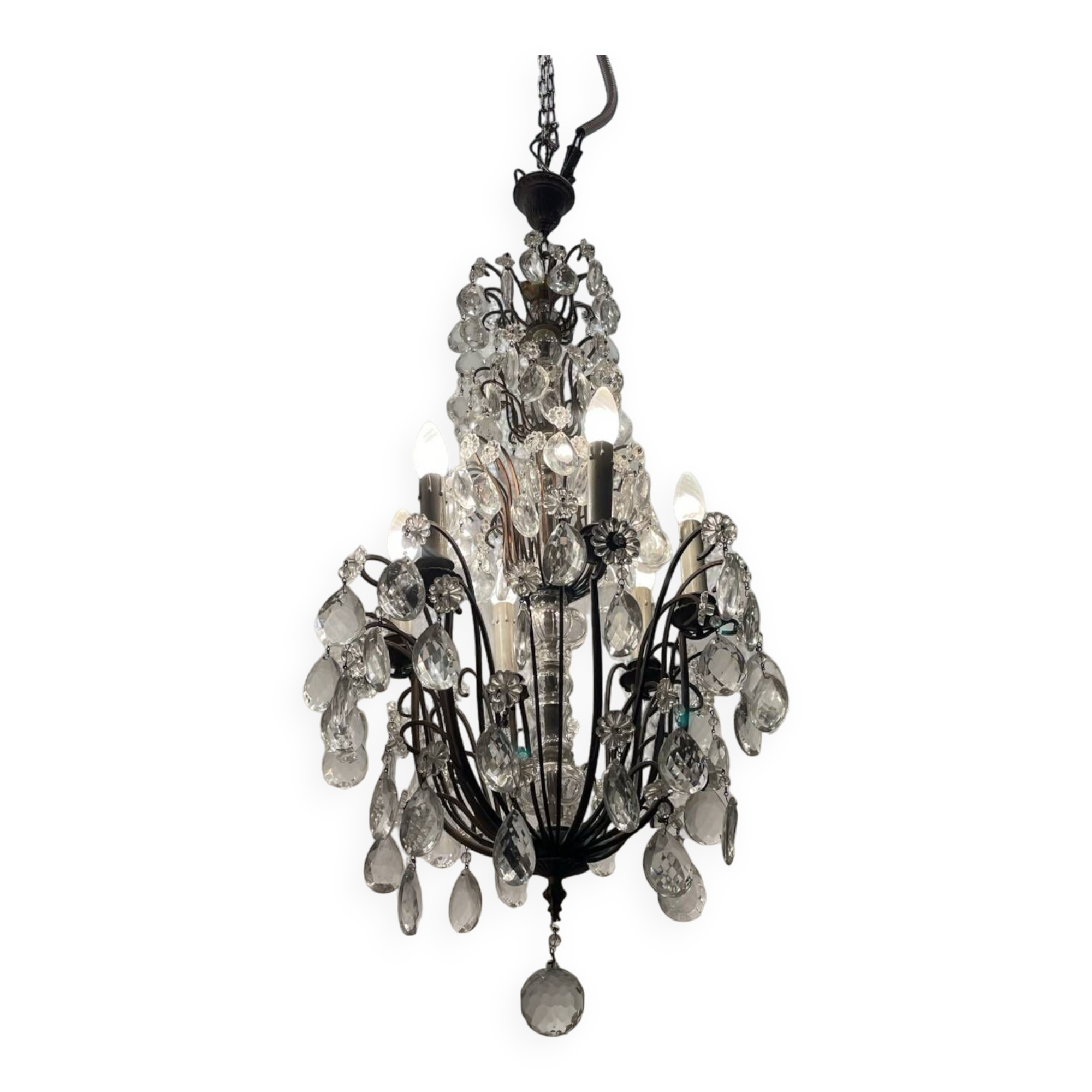 Antique Large Bronze Crystal Chandelier 1920/40’s