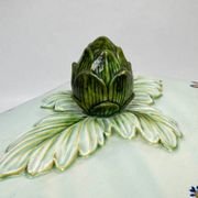 Gien, vegetable dish, soup tureen and its lid in fine earthenware, Rouen decoration.