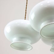 Mid-Century Italian Opaline Glass & Brass Pendant Lamp, set of 3