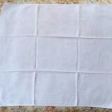 Old linen, suite of seven napkins, damask in white cotton
